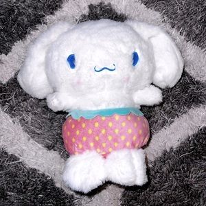 Cinnamoroll Plush 8.5 in Strawberry Outfit, Has Strawberries On His Feet & Ears